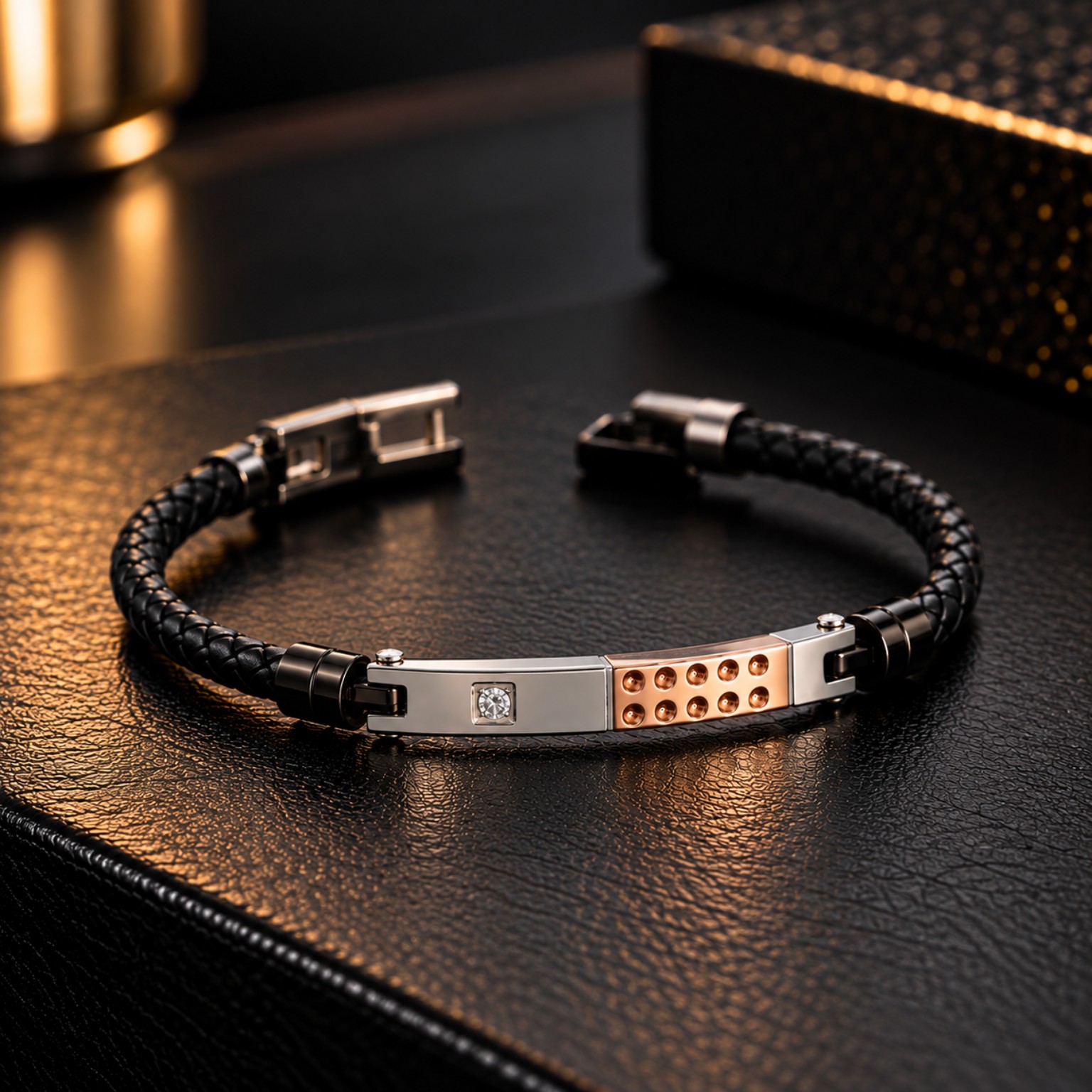 Titan Stud Leather Bracelet