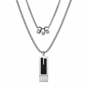 Noir Inlay Pendant - Silver