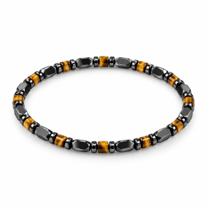 Slim Tiger Eye Hematite Stones Bracelet