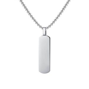 Polished Tag Necklace - Silver