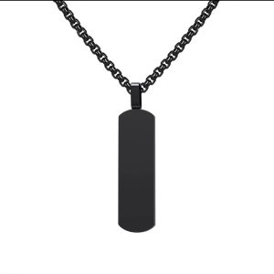 Polished Tag Necklace - Black