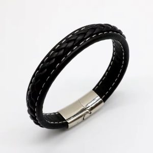 Bruno Double Leather Bracelet - Black